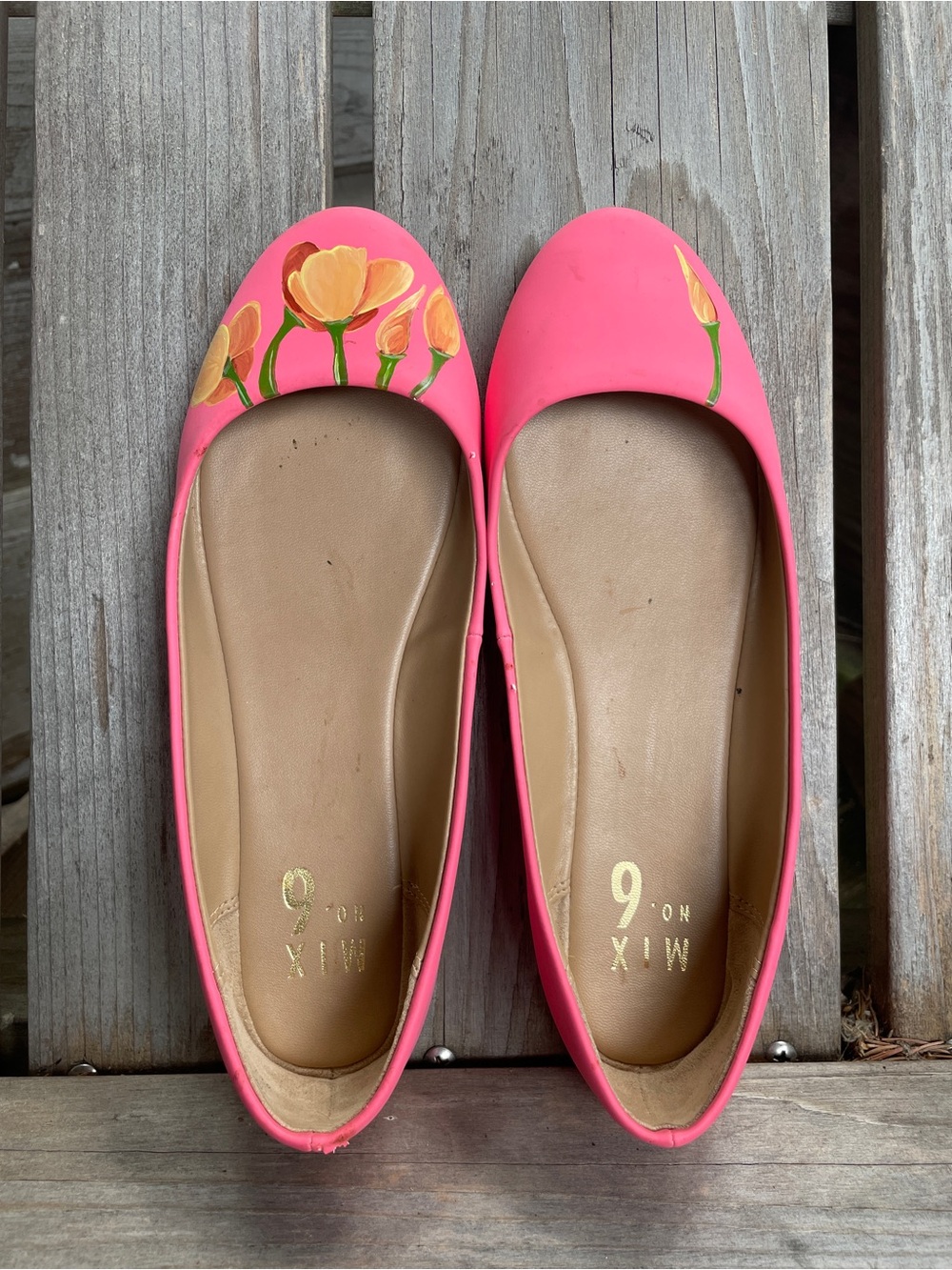 Hot Pink hand-painted ballet flats